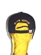 Load image into Gallery viewer, BLACK & GOLD, EXCLUSIVE LEATHER PEAK STRAPBACK
