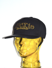 Load image into Gallery viewer, BLACK & GOLD, EXCLUSIVE LEATHER PEAK STRAPBACK