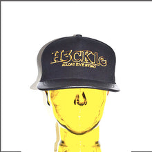 Load image into Gallery viewer, BLACK & GOLD, EXCLUSIVE LEATHER PEAK STRAPBACK
