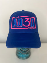 Load image into Gallery viewer, &quot;Azure Crest &amp; flamingo pink mesh Trucker Cap&quot;
